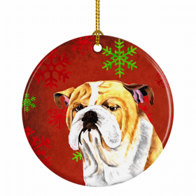 Bulldog - English #2 Christmas Snowflakes Ornament