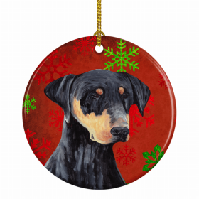 Doberman Pinscher Christmas Snowflakes Ornament