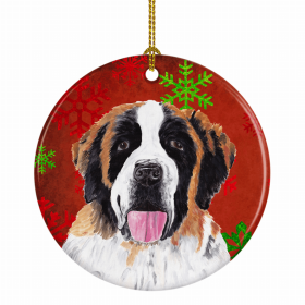 Saint Bernard Christmas Snowflakes Ornament