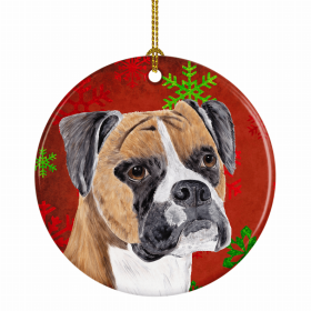 Boxer Christmas Snowflakes Ornament