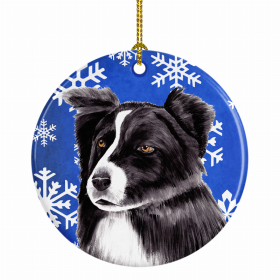 Border Collie Winter Snowflakes Ornament