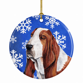 Basset Hound #4 Winter Snowflakes Ornament