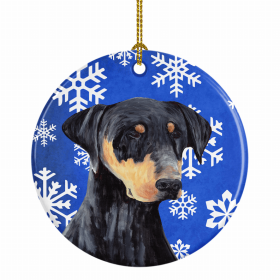 Doberman Pinscher Winter Snowflakes Ornament