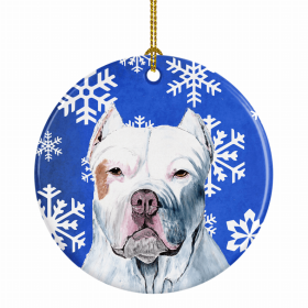 Pit Bull Terrier Winter Snowflakes Ornament