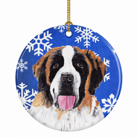 Saint Bernard Winter Snowflakes Ornament