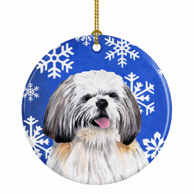 Shih Tzu Winter Snowflakes Ornament