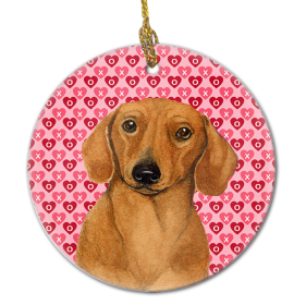 Dachshund Valentine's Day Ceramic Ornament