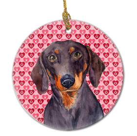 Dachshund #2 Valentine's Day Ceramic Ornament