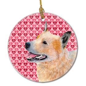 Australian Cattle Dog Valentine's Day Ceramic Ornament