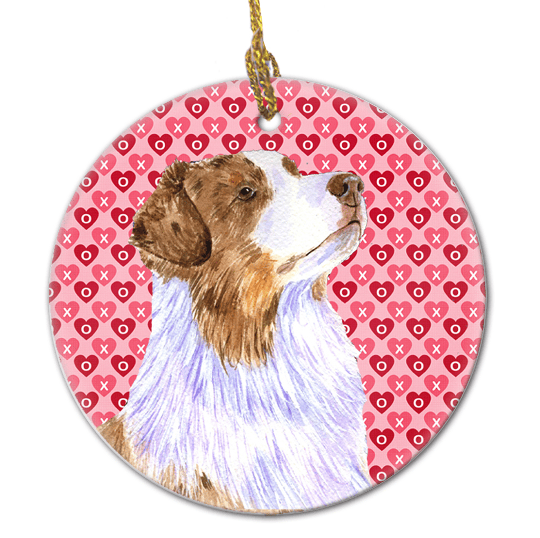 Australian Shepherd Valentine's Day Ceramic Ornament Australian Shepherd Valentine's Day Ceramic Ornament