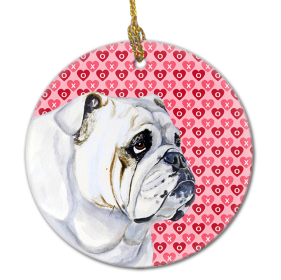 English Bulldog Valentine's Day Ceramic Ornament