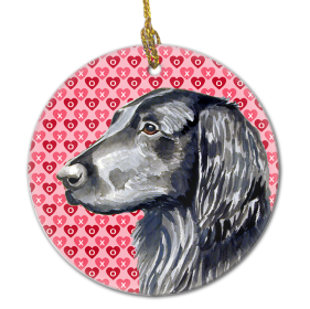 Flat Coated Retriever Valentine's Day Ceramic Ornament