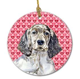 English Setter Valentine's Day Ceramic Ornament