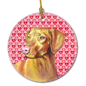 Vizsla Valentine's Day Ceramic Ornament