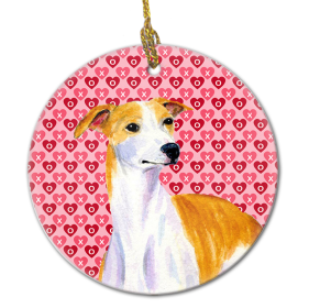 Whippet Valentine's Day Ceramic Ornament