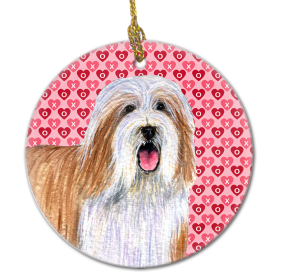 Bearded Collie Valentine's Day Ceramic Ornament