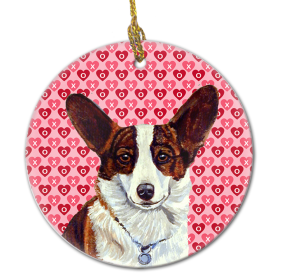 Corgi Valentine's Day Ceramic Ornament