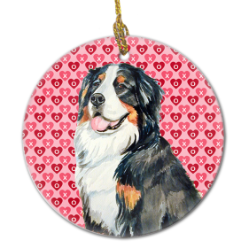 Bernese Mountain Dog Valentine's Day Ceramic Ornament