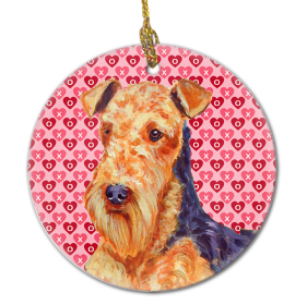 Airedale Terrier Valentine's Day Ceramic Ornament