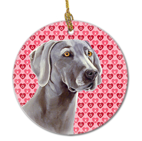 Weimaraner Valentine's Day Ceramic Ornament