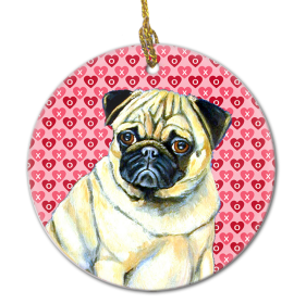 Pug Valentine's Day Ceramic Ornament