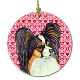 Papillon Valentine's Day Ceramic Ornament