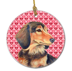 Dachshund #3 Valentine's Day Ceramic Ornament