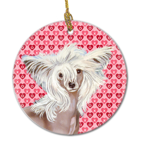 Chinese Crested Valentine's Day Ceramic Ornament