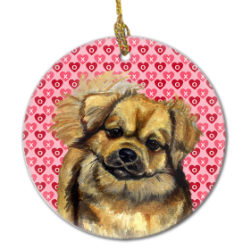 Tibetan Spaniel Valentine's Day Ceramic Ornament