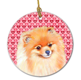 Pomeranian Valentine's Day Ceramic Ornament