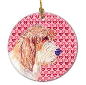 Petit Basset Griffon Vendeen Valentine's Day Ceramic Ornament