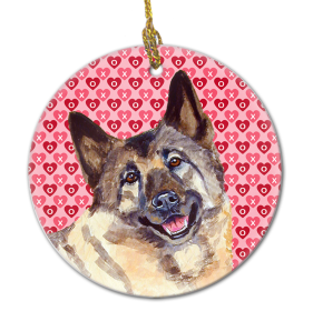 Norwegian Elkhound Valentine's Day Ceramic Ornament