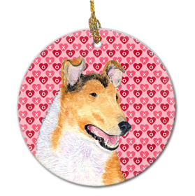 Collie #3 Valentine's Day Ceramic Ornament