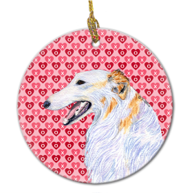 Borzoi Valentine's Day Ceramic Ornament