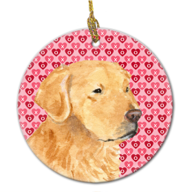 Golden Retriever Valentine's Day Ceramic Ornament