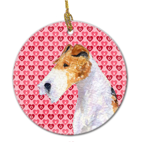 Wire Fox Terrier #2 Valentine's Day Ceramic Ornament