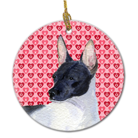 Rat Terrier Valentine's Day Ceramic Ornament