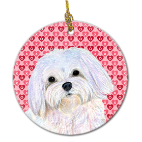 Maltese #2 Valentine's Day Ceramic Ornament