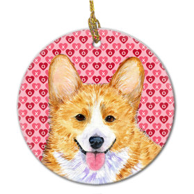 Corgi #3 Valentine's Day Ceramic Ornament