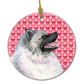 Keeshond Valentine's Day Ceramic Ornament