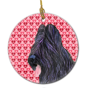 Briard Valentine's Day Ceramic Ornament