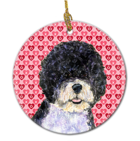 Portuguese Water Dog Valentine's Day Ceramic Ornament