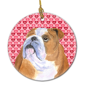 English Bulldog #3 Valentine's Day Ceramic Ornament