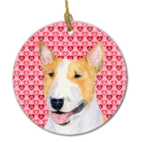 Bull Terrier #3 Valentine's Day Ceramic Ornament