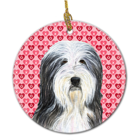 Bearded Collie #2 Valentine's Day Ceramic Ornament