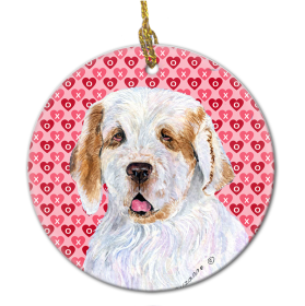 Clumber Spaniel Valentine's Day Ceramic Ornament