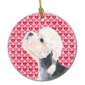 Dandie Dinmont Terrier Valentine's Day Ceramic Ornament