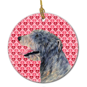 Irish Wolfhound Valentine's Day Ceramic Ornament