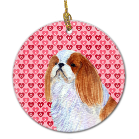 English Toy Spaniel Valentine's Day Ceramic Ornament