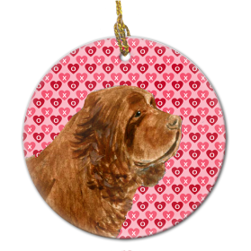 Sussex Spaniel Valentine's Day Ceramic Ornament